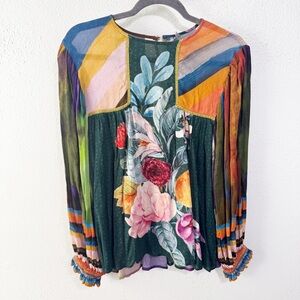 Anthropologie Bl^nk London Vibrant Multicolor Floral Women's Blouse medium